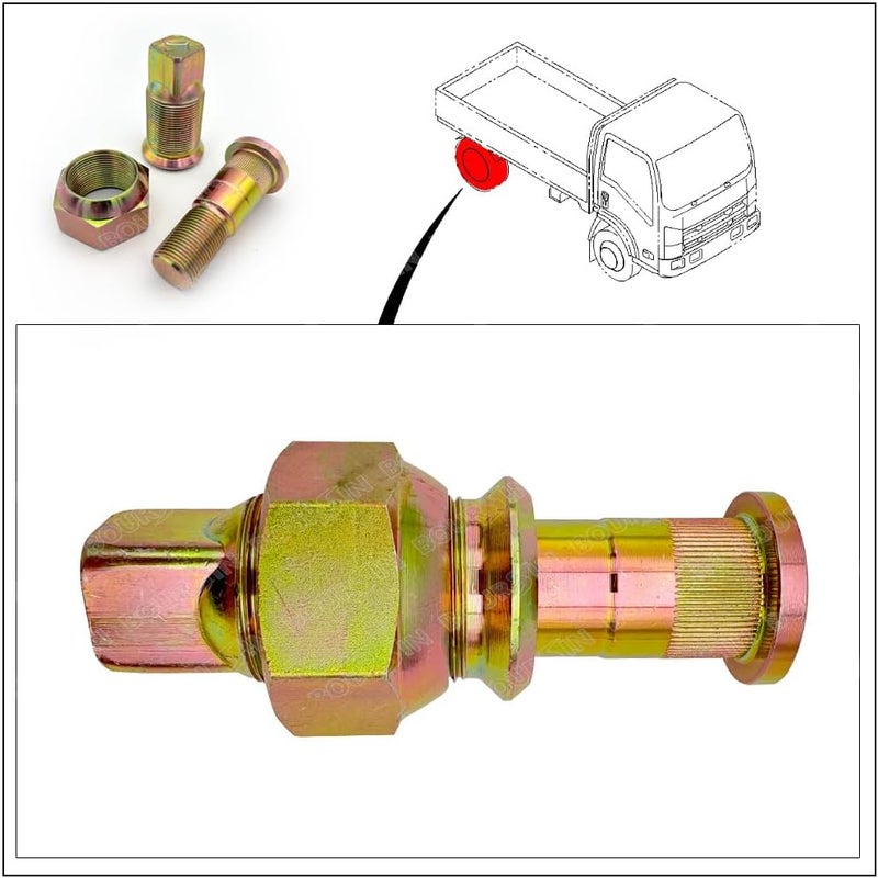 Boursin Wheel Nut & Stud RH Rear Wheel for Isuzu NPR NQR NPR-HD NRR Reach GMC/Chevy W3500 W4500 W5500 1998-2021 - Image 1
